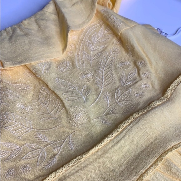Sunflower yellow Embroidered boho Mini dress summer linen new with tags - Picture 7 of 13